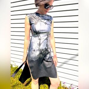 Hand Printed Botanical Vegan Leather Dress